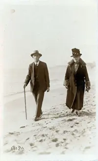 Edwardian Couple Walking on Beach