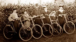 An Edwardian family with their bicycles, early 1900s