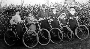 An Edwardian family with their bicycles, early 1900s