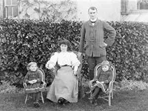 Edwardian family group in garden, Mid Wales