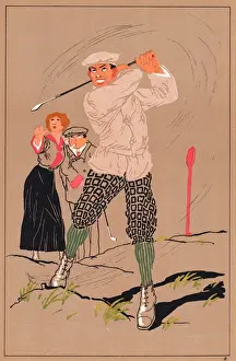 Observers Prints: Edwardian golfer and observers