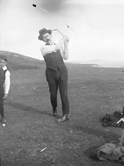 Shirt Sleeves Prints: Edwardian golfer on the Pembrokeshire coast