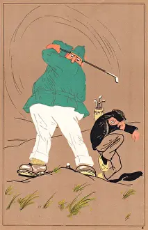 Caddy Prints: Edwardian golfer taking a swipe