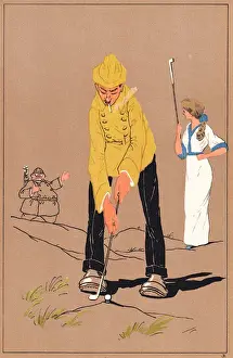Edwardian golfer about to tee off