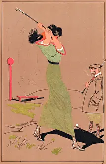 Edwardian golfer about to tee off