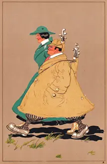 Buff Prints: Two Edwardian golfers striding along
