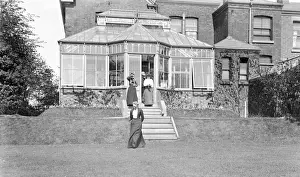 Edwardian group coming into garden