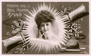 Bursting Gallery: Edwardian lady bursting from a Christmas Cracker