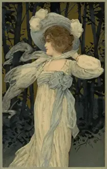 Wood Land Prints: Edwardian lady in a woodland setting