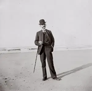 Edwardian man at the seaside, Saltburn, North Yorkshire