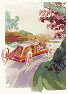 Motoring Posters and Prints Gallery: Edwardian Renault racing car, 3A