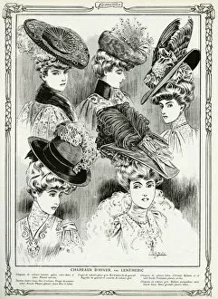 Nests Collection: Edwardian slanted cartwheel hats 1905