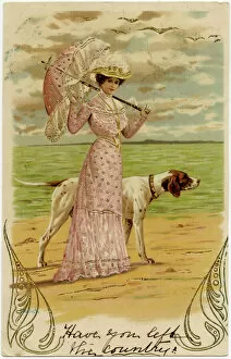 Walk Collection: Edwardian woman with her pointer dog