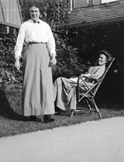 Two Edwardian women in the garden