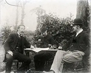 Edwardians Prints: Edwardians Drinking Beer in a Garden