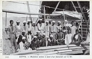 Tamborine Prints: Egypt - Arab Musicians on board a Dahabeah - River Nile