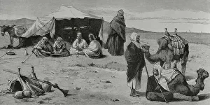 Clan Prints: Egypt. Bedouin tent in the desert. Engraving by Rico, 1882