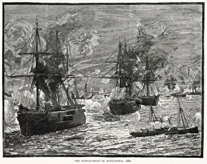Bombarded Prints: Egypt: the bombardment of Alexandria by the British in 1882. Date: 1882