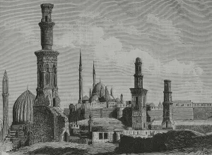 Minarets Prints: Egypt. Cairo. Tomb of the Caliphs. Engraving, 1882