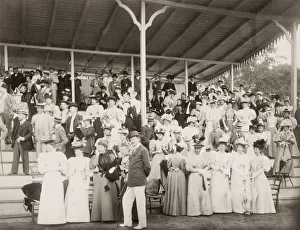 Egypt, crowd of Europeans on grandstand at Cairo races, Egypt Egypt, crowd of Europeans on grandstand at Cairo races, Egypt
