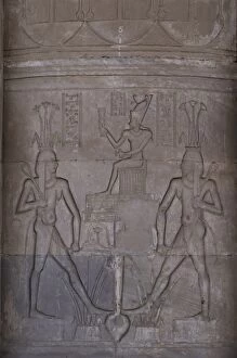 Images Dated 1st December 2003: Egypt. Dendera. Hathor Temple. the god Hapi (left and right)