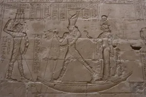 Images Dated 2nd December 2003: Egypt. Edfu. Temple of Horus. Horus in battle with god Seth
