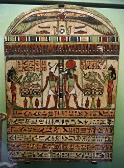 Lotus Prints: Egypt. Funerary stela of wood. Luxor, Late Period, 650-640 B