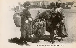 Pannier Prints: Egypt - Indian Corn Merchant with laden donkey