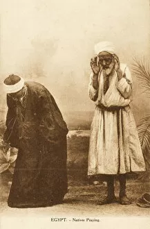 Praying Collection: Egypt - Old Egyptian men at prayer
