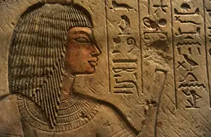 Egypt. Relief with traces of polychromy depicting Riy with h