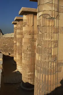 Limestone Prints: Egypt. Saqqara. Djoser Pyramid. Entrance with fasciculate co