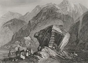 Mountainous Prints: Egypt. Sinai Desert. Engraving by Emile Rouargue