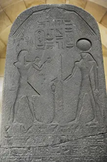 Inscribed Prints: Egypt. Stele of Seti I. Beth-Shean. 1289-1278 B. C. Basalt