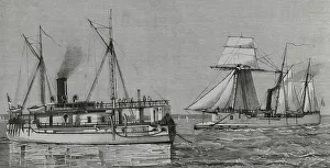 Bernardo Prints: Egypt. Suez Canal. The British gunboats Hotspur and Don