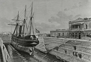 Shipbuilding Prints: Egypt, Suez. Dry dock, built by the Egyptian government