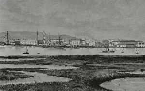 Navigable Prints: Egypt, Suez. General view of the city. Engraving, 1882