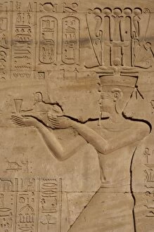 Images Dated 30th November 2003: Egypt. Temple of Horus. Relief depicting a Ptolemaic pharaoh