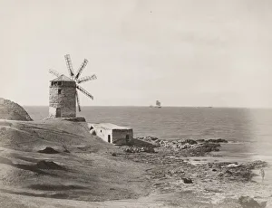 Seashore Prints: Egypt, windmill on a shore