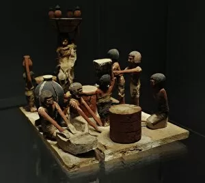 Aliments Gallery: Egyptian Art. Baking, brewing and butchery scene. Tomb of Wa