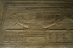 Egyptian Art. Dendera. Hathor Temple. Horus boat