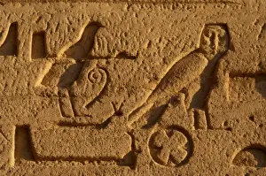 Symbols Prints: Egyptian Art. Hieroglyphs carved into the rock. Abu Simbel