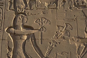Images Dated 25th November 2003: Egyptian Art. Karnak. A pharaoh making an offering of flower