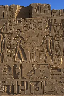 Egyptian Art. Karnak. The Pharaoh Ramesses II making an offe
