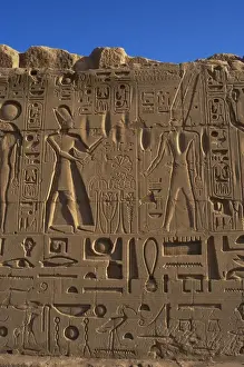 Egyptian Art. Karnak. The Pharaoh Ramesses II making an offe