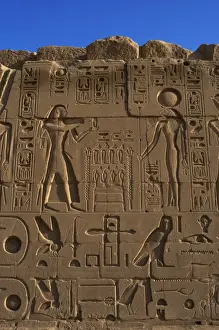 Egyptian Art. Karnak. The Pharaoh Ramesses II making an offe