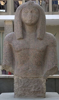 Images Dated 18th November 2003: Egyptian Art. Pink granite statue. Mit Rahina Open Air Museu