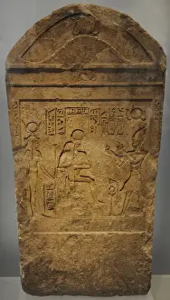 Egyptian Art. Ptolemaic period (332-30 BCE). Stele. King sac