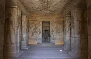 Egyptian art. Small Temple or Temple of Hathor. Inside view
