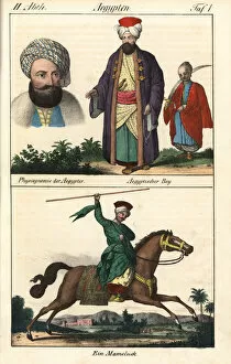 Egyptian chieftain in turban and robes, and a Mamluk warrior