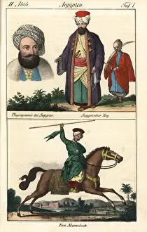Ethnography Prints: Egyptian chieftain in turban and robes, and a Mamluk warrior